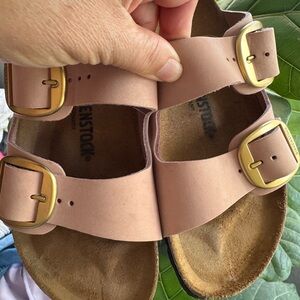 Birkenstock soft pink Sandals - Gold Buckles